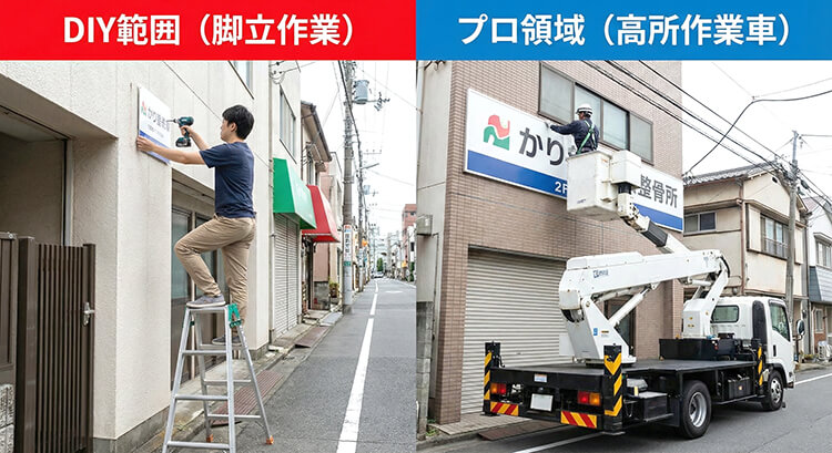 高所作業と脚立作業の比較