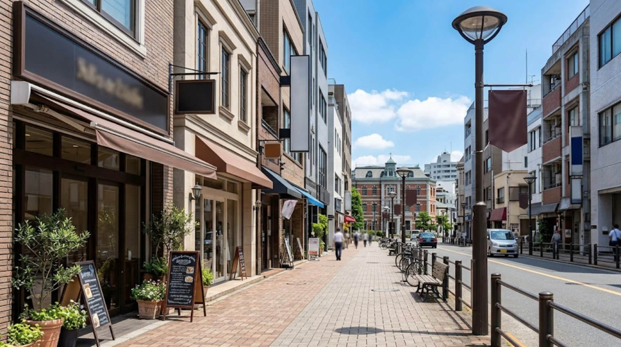 美しく整えられた横浜の街並みと景観に配慮された店舗看板